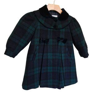 NWOT BRAETAN 100% Wool Toddlers Plaid Coat sz 3T